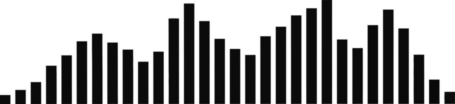 Minimalist Black Sound Wave Vector Icon - Digital Audio Equalizer and Podcast Waveform Graphic for UI Design