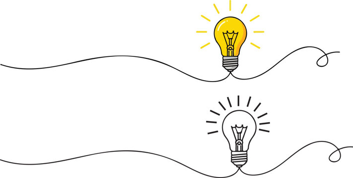 Continuous one line drawing bulb lamp vector illustration minimalism concept of idea