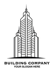 Obraz premium Modern Skyscraper Building Logo Vector Black and White Corporate Architecture Design