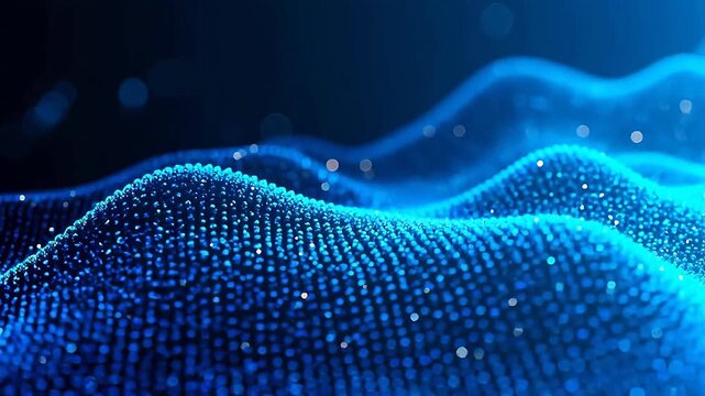 Flowing blue wave pattern with light points