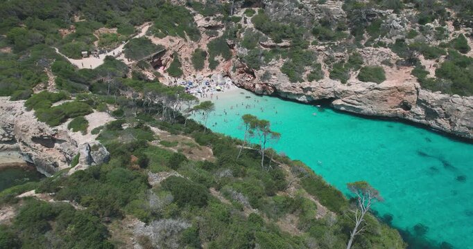 Aerial View Calo Del Moro Beach Cove Palma De Mallorca Spain