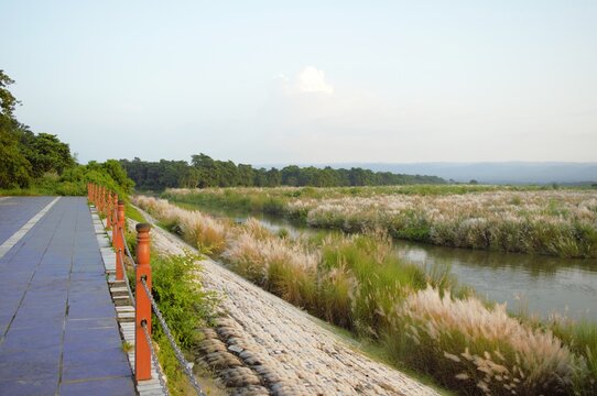 Evening view of Rapti River from Sauraha village in Chitwan, Nepal