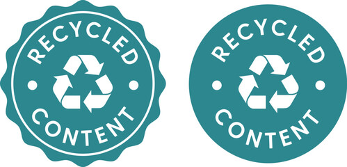 Obraz premium Recycled Content Badge Icons with Eco-Friendly Symbol for Sustainable Packaging and Product Labels