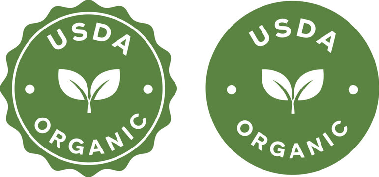 USDA Organic Certified Badge Icons in Green Vector for Food Packaging and Label Design