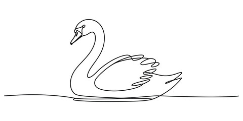 Continuous single line drawing of a beautiful swan © Monibala