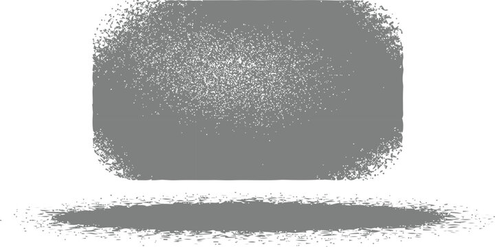Rectangular frame of dense grey particle texture on white background with soft shadow for product display or creative design layouts and copy space