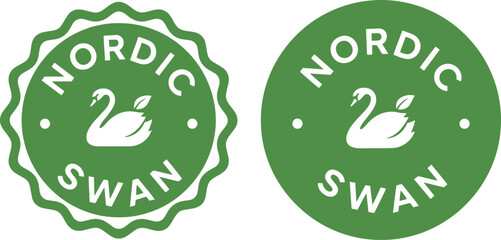 Nordic Swan Ecolabel Green Badge Icons for Sustainable Eco-Friendly Certification and Product Labeling © MDSafwan