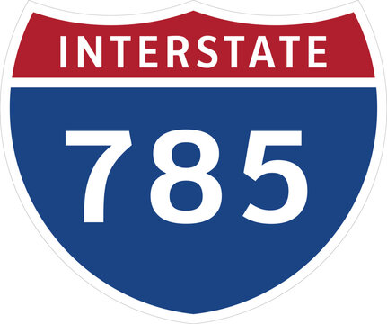  I-785 Interstate Highway System Design Sign Clipart Icon Transparent Background.