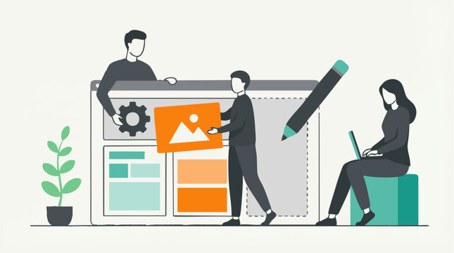 Team collaboration on website design, content creation, and digital development