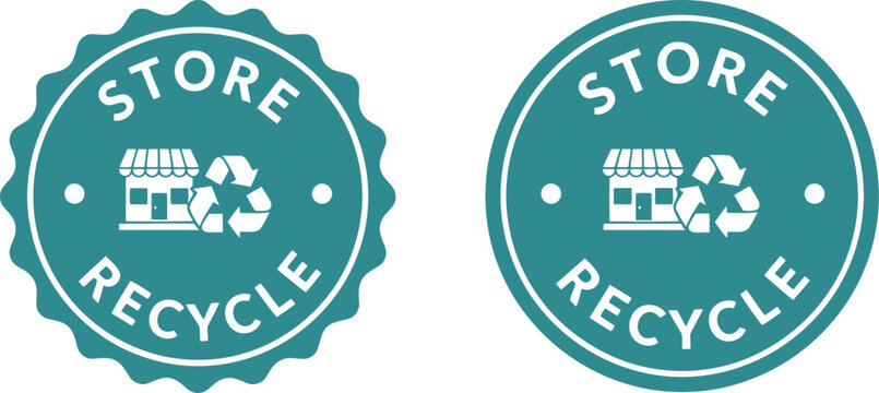 Eco-Friendly Store Recycle Badge Icons for Sustainable Retail and Green Business Branding
