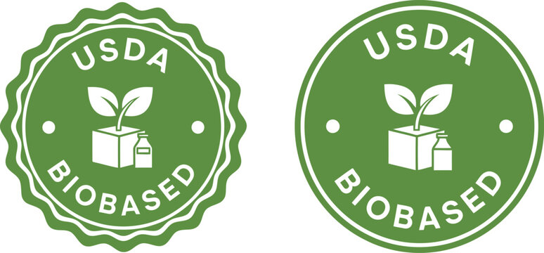 USDA Certified Biobased Product Eco Label Vector Icons for Sustainable Packaging and Green Marketing