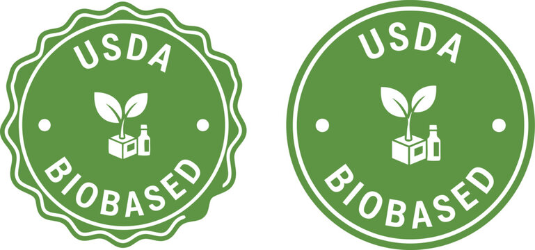 USDA Biobased Certified Eco Label Badges for Sustainable Organic Packaging and Green Product Marketing
