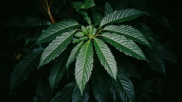 Green leaf background with kratom tree and dark plant leaves Mitragyna Speciosa Korth medicinal plants wide-angle 
