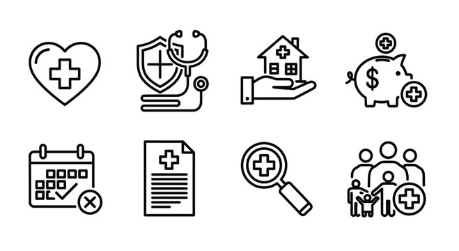 Various finance icons with dollar coins and charts vector Vector