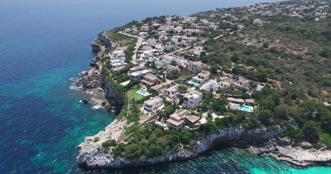 Aerial View of Village Houses in Cala Llombards, Palma de Mallorca, Spain