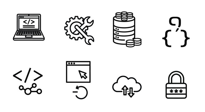 Web development code tags and icons set Vector