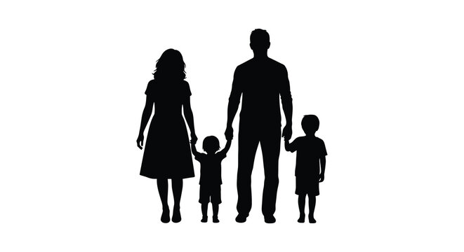 family silhouette holding hands on white background silhouette high quality professional detailed modern elegant stylish clean crisp vibrant colorful digital creative