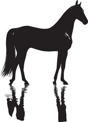 Obraz premium Horse silhouette or coloring vector, Horse illustration, Horse silhouette or coloring isolated on white Background