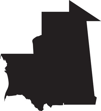 Map of Mauritania Solid Black Silhouette Clipart Vector Isolated
