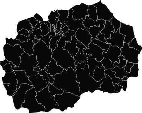 Map of Macedonia With Administrative Regions Silhouette Editable Vector