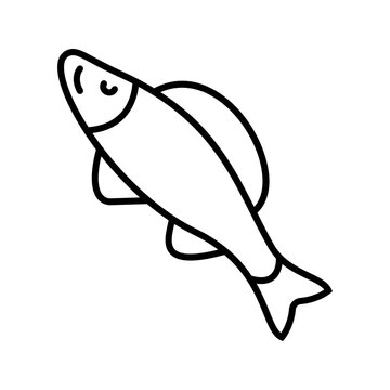 Chub fish icon. Animals and freshwater fish line symbol. Black and white.