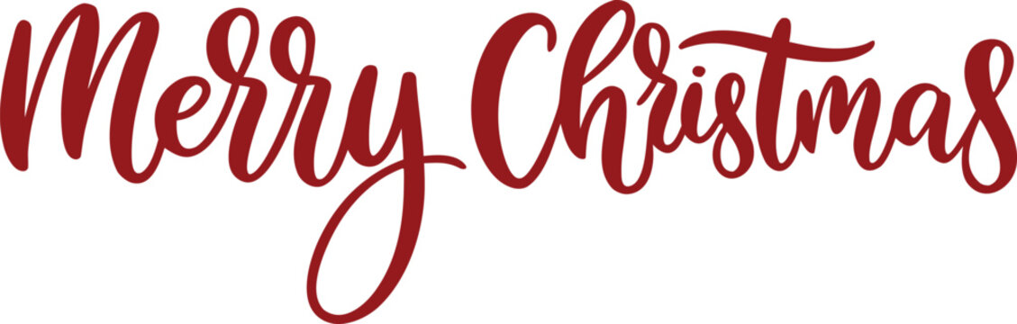 Hand drawn black ink merry christmas lettering on white background