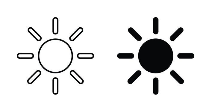 Two sun icons, one outlined and one filled, representing brightness or sunny weather.