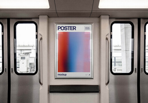 Vertical Poster Mockup &ndash; in Train Branding Presentation (PSD)