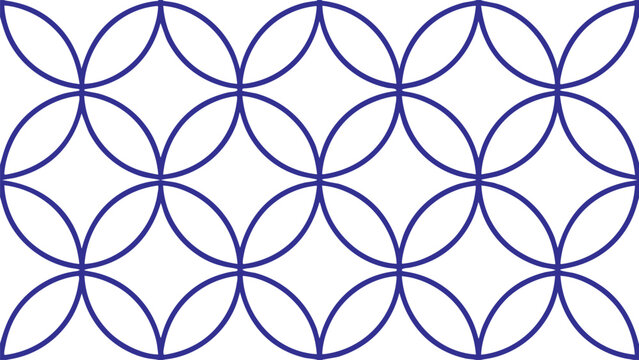 Red geometric seamless pattern with overlapping circles and lines