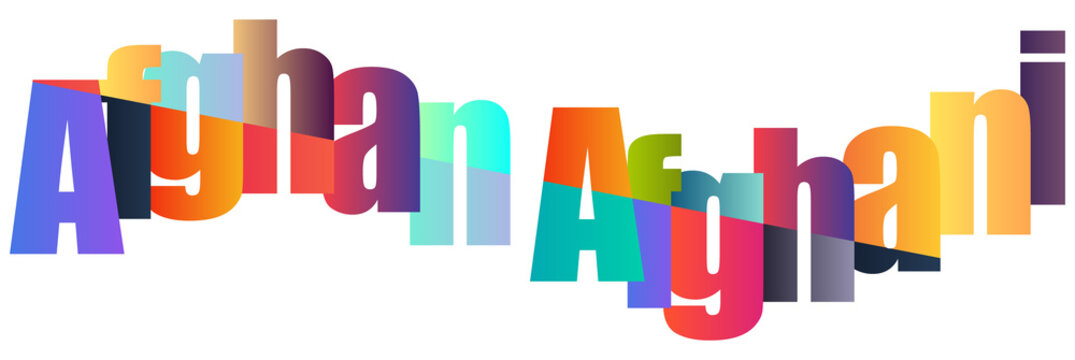 Colorful Gradient Text Design Showing Word Afghan Afghani