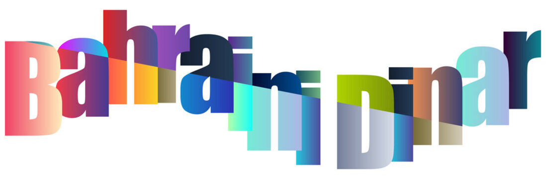 Colorful Gradient Text Design Featuring Bahrain Dinar Currency Name