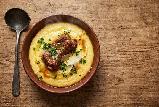 Creamy Colonial Polenta - Italian Brazil Comfort Food with Copy Space