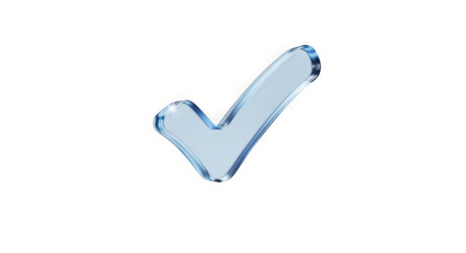 3d rendering of a blue check mark symbol isolated on transparent background