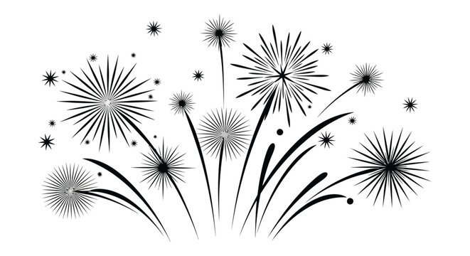 dandelion seeds with long stems and small stars silhouette high quality professional detailed modern elegant stylish clean crisp vibrant colorful digital