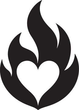 Heart Fire Flame Logo Icon Gradient Vector Illustration