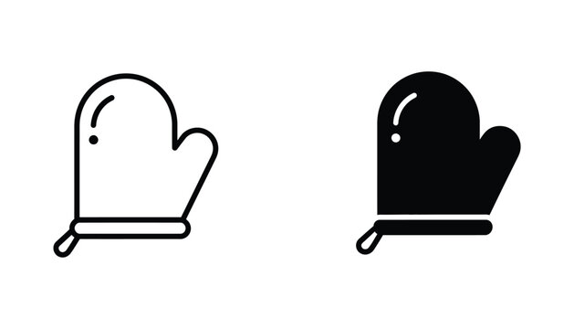 Kitchen oven mitt icon in outline and solid vector for baking and cooking related content