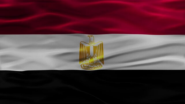 Egypt flag waving Video. Egyptian flag made of satin or silk fabric. 4K Video Animation.