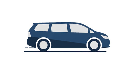 Fototapeta premium Dark blue minivan silhouette side view