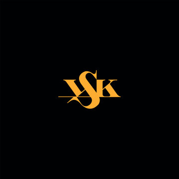 letters vsk text logo design vector format