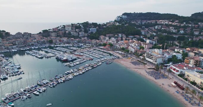 Port Soller Aerial View Mallorca Spain Scenic Coast