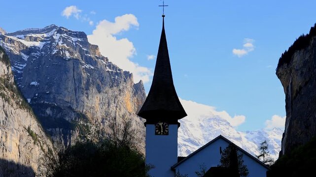 the famous swiss lauterbrunnen village 4k video