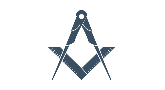 Masonic square and compass symbol, vector illustration