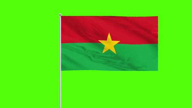 Burkina Faso Flag: A vibrant depiction of the Burkina Faso flag waves gracefully in the breeze, symbolizing national pride and heritage against a bold backdrop.