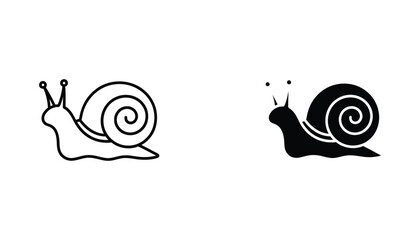 Snail icon set in outline and solid black style for web design and mobile applications © Tamanna