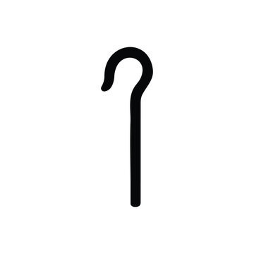 Shepherd crook stick silhouette icon vector flat design.
