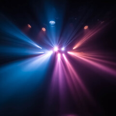 Fototapeta premium Colorful stage lights beams in dark background abstract nightclub lighting effect