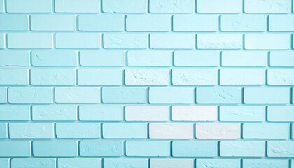 Obraz premium Light blue painted brick wall texture with soft gradient tones and subtle surface details, clean modern background ideal for design, architecture and minimal layouts.
