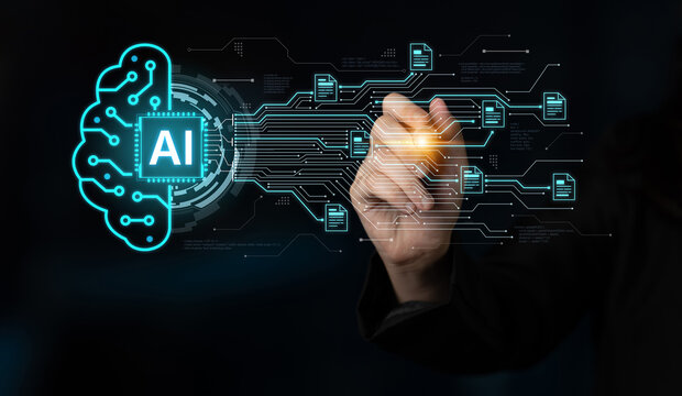 Artificial intelligence using AI neural processing and circuit to transform AI data into actionable output by smart automated AI reasoning science. Future of cognitive tech deep learning NPU. Corpus