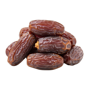 Pile of dried dates isolated on transparent background