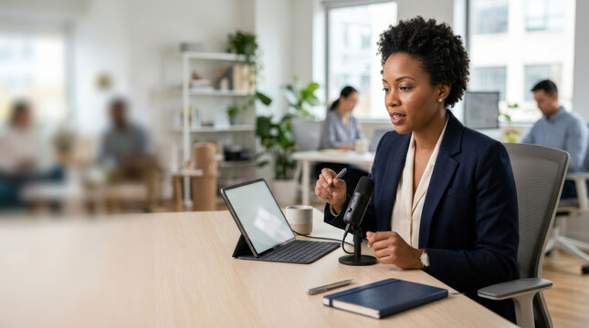 Solo Consultant Wearing Modest Business Attire in Modern Office Setting